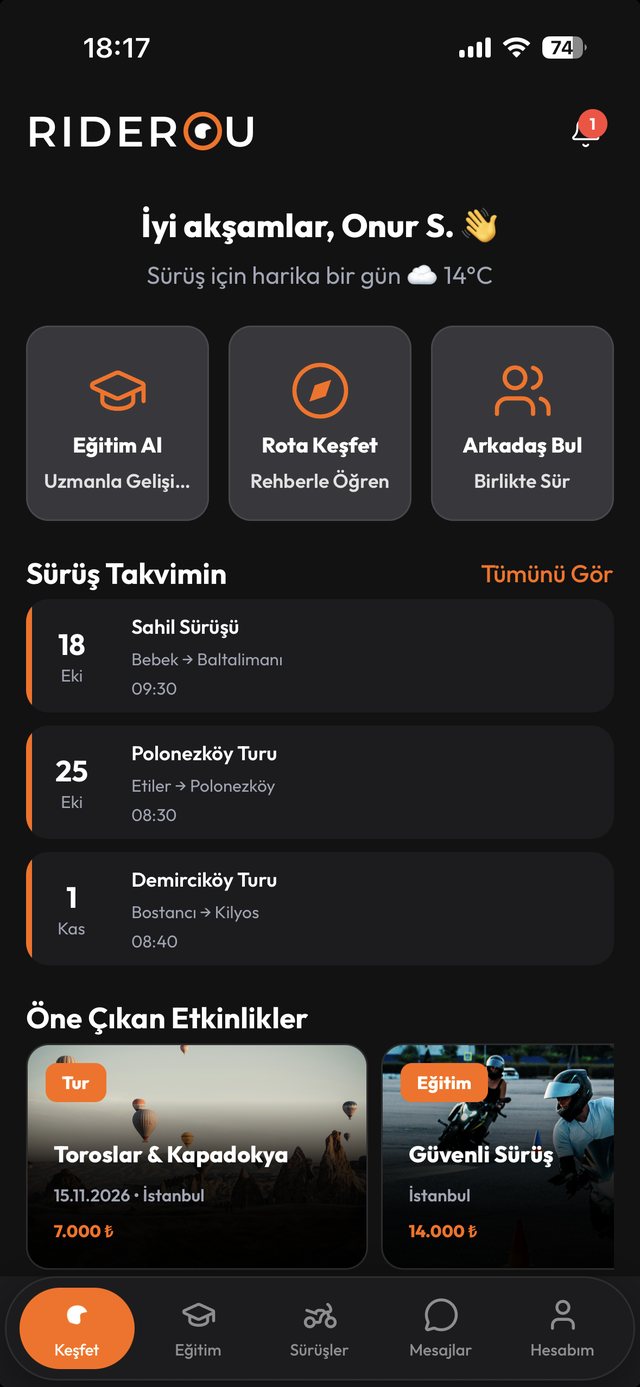 Keşfet ekranı